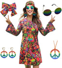 Hippie Disco Dress Set: Vintage Costume Accessories for Women