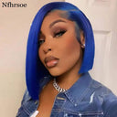 Dark Blue Brazilian Human Hair Lace Front Bob Wig 13x4 HD