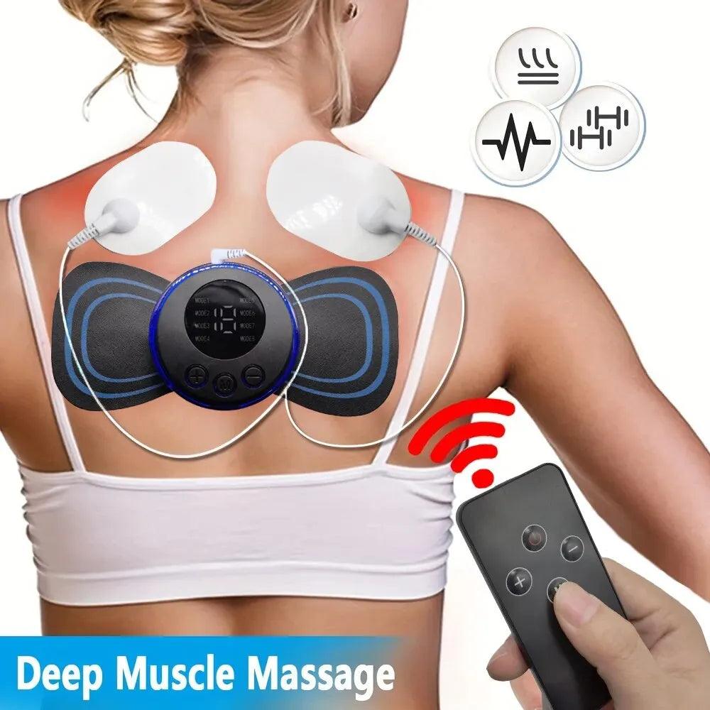 8 Modes Rechargeable Neck Massager with Remote Control EMS Low Frequency Pulse Massager For Muscle Relaxation Relief The Pain  ourlum.com   