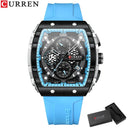 CURREN Chronograph Square Dial Men's Wristwatch: Luxury Waterproof Timepiece  ourlum.com sky blue box CHINA 