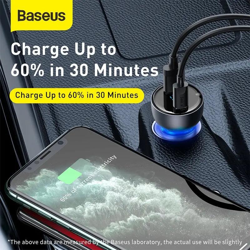 Baseus Dual Port USB-C Car Charger: High-Speed Fast Charging  ourlum.com   