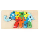 Wooden Puzzle Educational Cartoon Animals Learning Game for Kids  ourlum.com elephant  