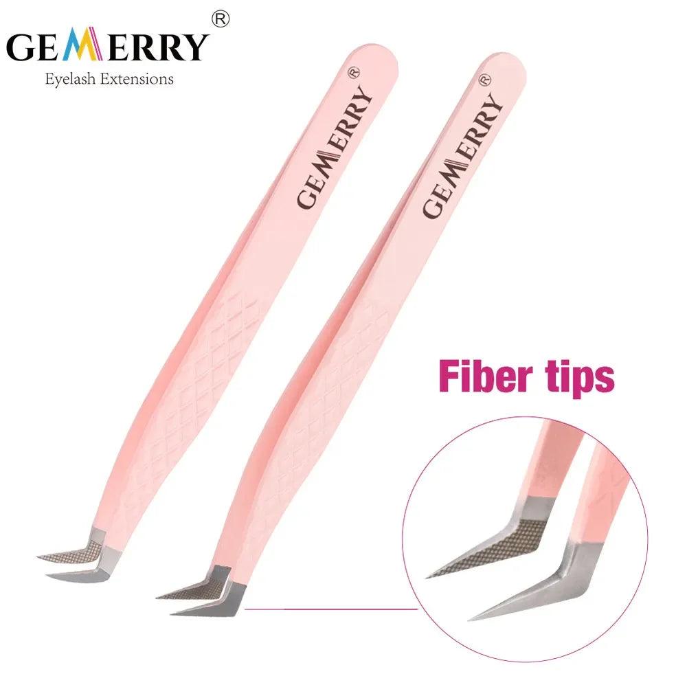 High Precision Pink Eyelash Extension Tweezers - Stainless Steel Beauty Tool for Professionals