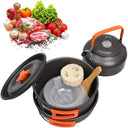 Portable Aluminum Camping Cookware Set With Nonstick Kettle