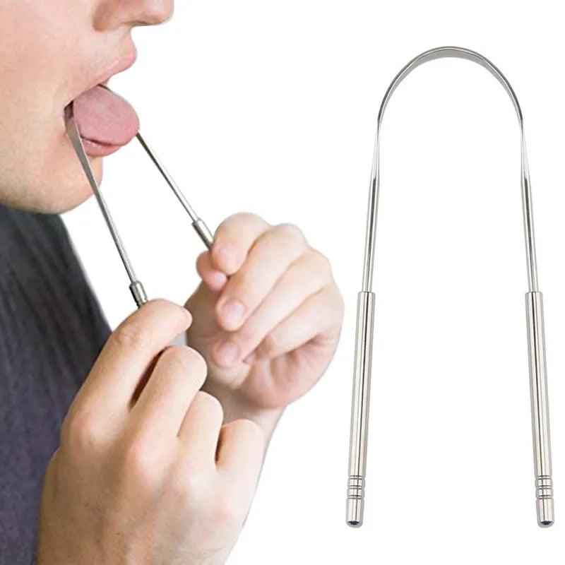 High Quality Stainless Steel Tongue Scraper Cleaner Fresh Breath Cleaning Coated Tongue Toothbrush Oral Hygiene Care Tools  ourlum.com   