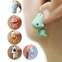 Animal Cartoon Stud Earrings: Playful Dinosaur Dog Whale