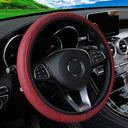 PU Leather Embossed Steering Wheel Cover for 14.5-15 Inches