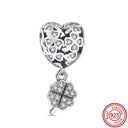 Crown Flowers Heart Silver Bead Charm Elegant Pandora Accessory