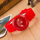 Women's Stylish Quartz Sports Watch with Silicone Band for Fashionable Ladies  ourlum.com Red  