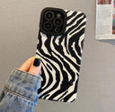 Zebra Stripe Black White iPhone Case - Shockproof Soft Cover for Various iPhone Models  ourlum.com Vertical Stripe For iPhone 7 