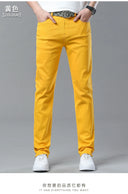 Four Season New Men's Yellow Jeans Fashion Business Casual Straight Denim Stretch Trousers All-match Men's Casual Pants Jeans