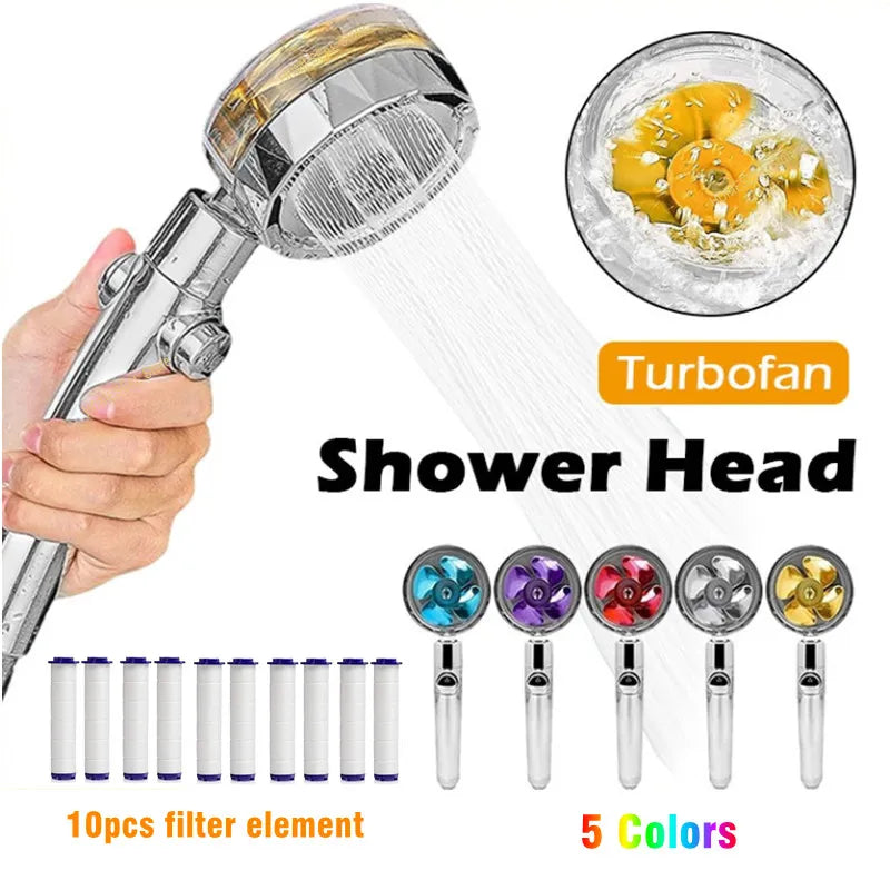 360 Degrees Rotation Turbo Fan Shower Head: Ultimate High Pressure Experience  ourlum.com   