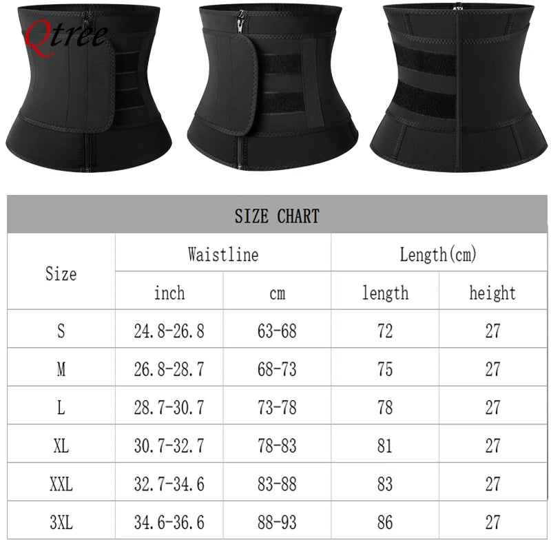 Qtree Men Workout Waist Trainer Tummy Slimming Sheath Sauna Body Shaper Trimmer Belt Abs Abdomen Mens Shapewear Weight Loss