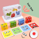 Wooden Cube Expression Building Blocks - Creative Montessori Toy  ourlum.com with bell  