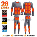 Winter Heated Underwear Set Women Men USB Electric Heating Jacket