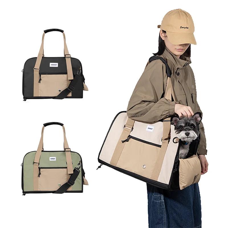 Pet Adventure Travel Carrier: Portable Breathable Foldable Handbag with Safety Zippers  ourlum.com   