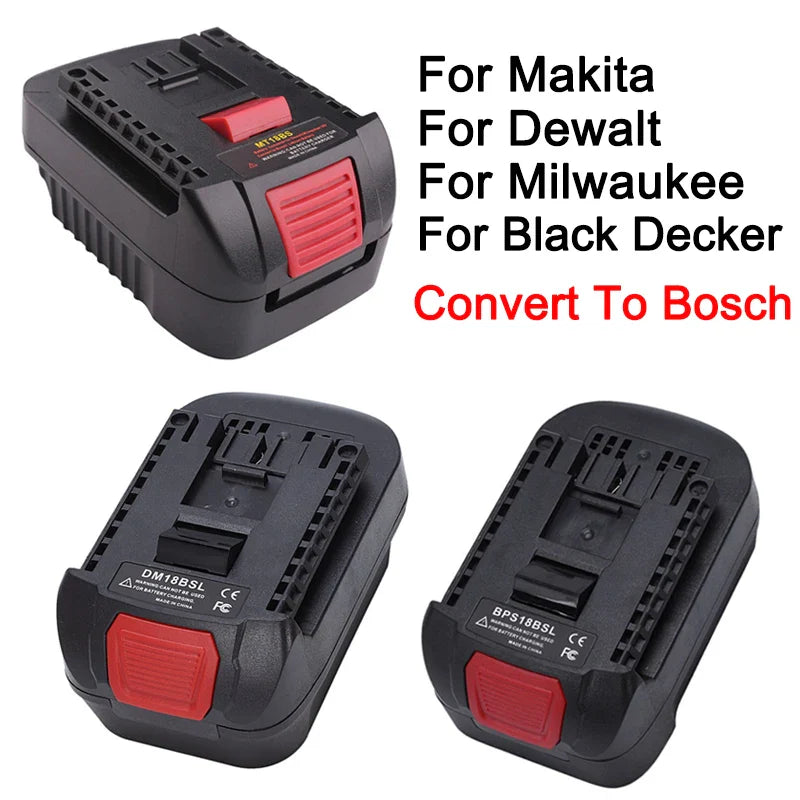 18V Battery Adapter for Makita, Dewalt, Milwaukee & Black Decker to Bosch Tools