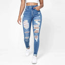 Ripped Holes Casual Skinny Jeans Autumn with Slash Pockets