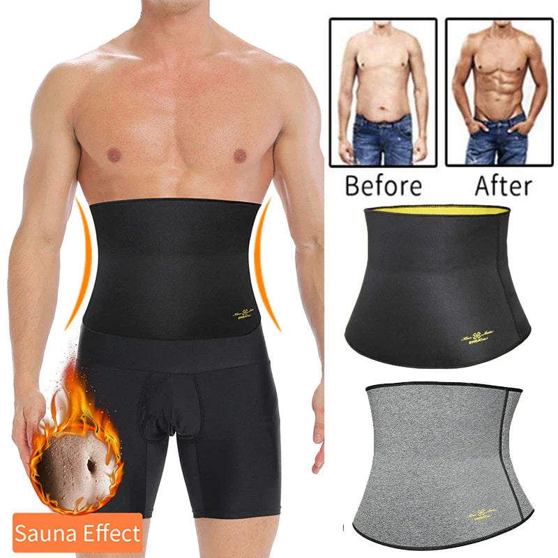 Men's Sauna Sweat Belt - Waist Trainer for Lower Belly Fat & Core Support in Style