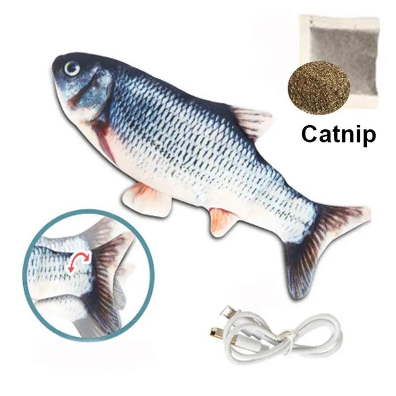 Interactive 3D Pet Fish Toy USB Charger Plush Cat Chewing Toy  ourlum.com   