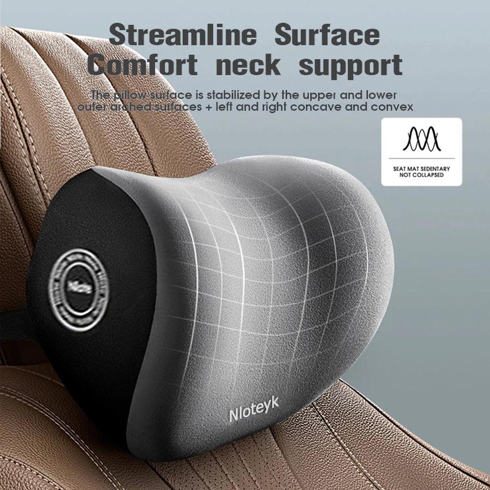 Ergonomic Memory Foam Car Neck Pillow with Lumbar Back Support - Travel Comfort and Stress Relief  ourlum.com   