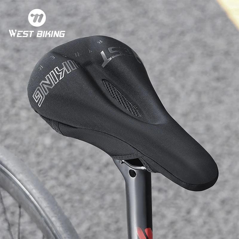 WEST BIKING Comfortable Road Bike Seat Cover MTB Gel Filled Memory Foam Hollow Mesh Breathable Saddle Cover Non-Slip Bike Seat