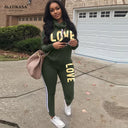 2 Piece Set Women Outfit LOVE Letter Print Tracksuit Plus Size