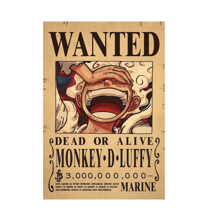 One Piece Anime Figure Luffy Vintage Wanted Posters Wall Decor Art  ourlum.com   