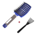 Hair Scalp Massage Comb Bristle Nylon Hairbrush Wet Curly Detangle  Anti-Static Hair Brush Professional Salon Hairdressing Style  ourlum.com A Blue and Brush  