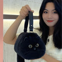 JIAERDI Lolita Plush Cute Cat Bag Women Harajuku Fur Bag