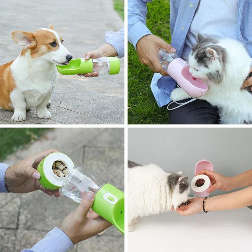 Pet Water Bottle & Food Storage: Portable 2-in-1 Bottle for Outdoor Pet Feeding & Hydration  ourlum.com   