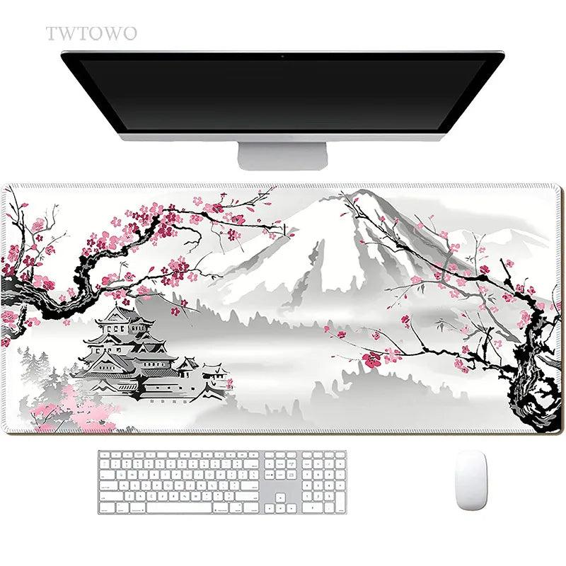 Japanese Cherry Blossom XL Gaming Mousepad: Upgrade Your Setup  ourlum.com 600x300x2 mm  