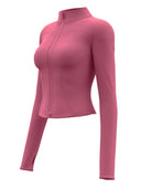 High Quality Waist Slimming Training Tops Women's  Tight Stand Collar Full Zipper long Sleeves Fitness Running Yoga shirts