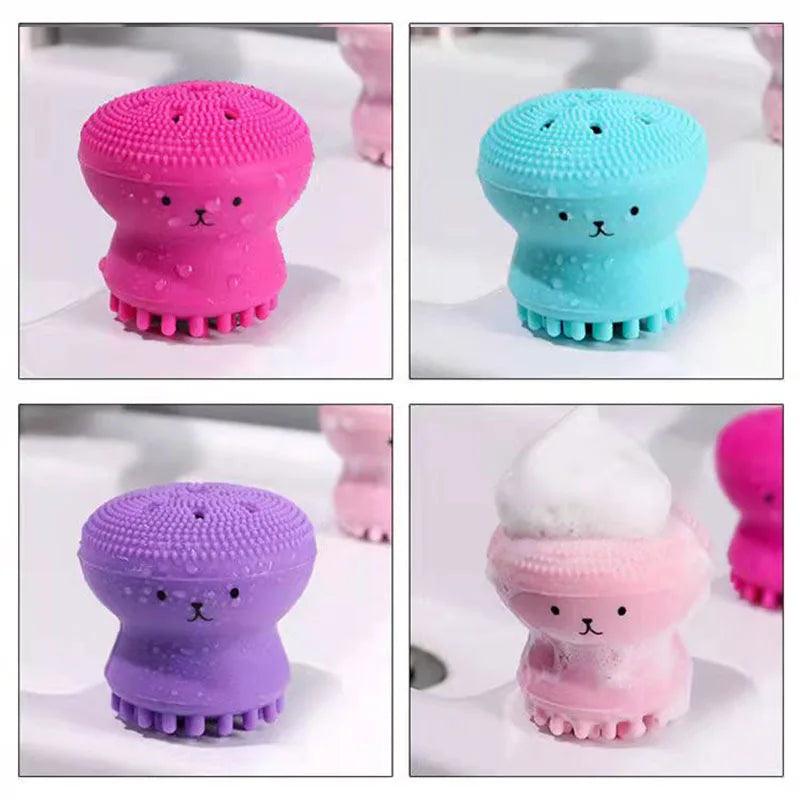 Silicone Small Octopus Face Cleaner Facial Cleaning Brush Deep Cleaning Washing Brush Massager Beauty Instrument Clean Pores  ourlum.com   