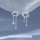 2023 Korean New Light Luxury Zircon Moon Star Earrings