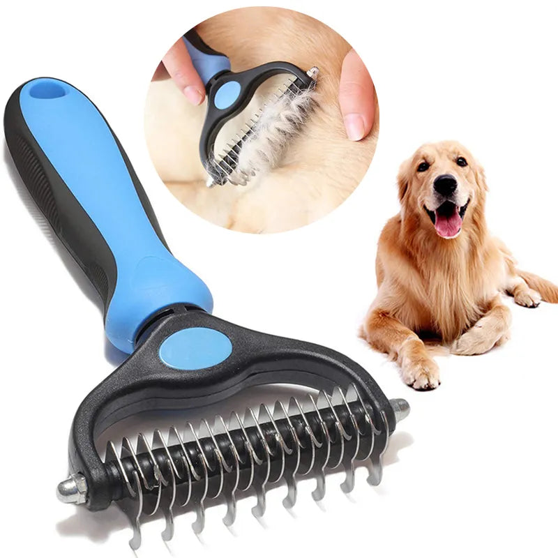 Professional Pet Grooming Brush - Dual-Head Design for Shedding and Knots.  ourlum   