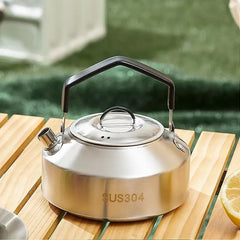 Outdoor Stainless Steel Camping Kettle - 1L/1.5L Portable Tea and Coffee Pot for Hiking and Picnics