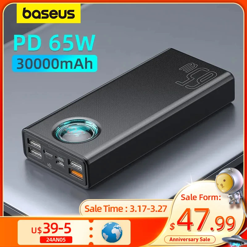 65W High-Speed Power Bank - 30000mAh PD Quick Charge Portable External Charger  ourlum.com   