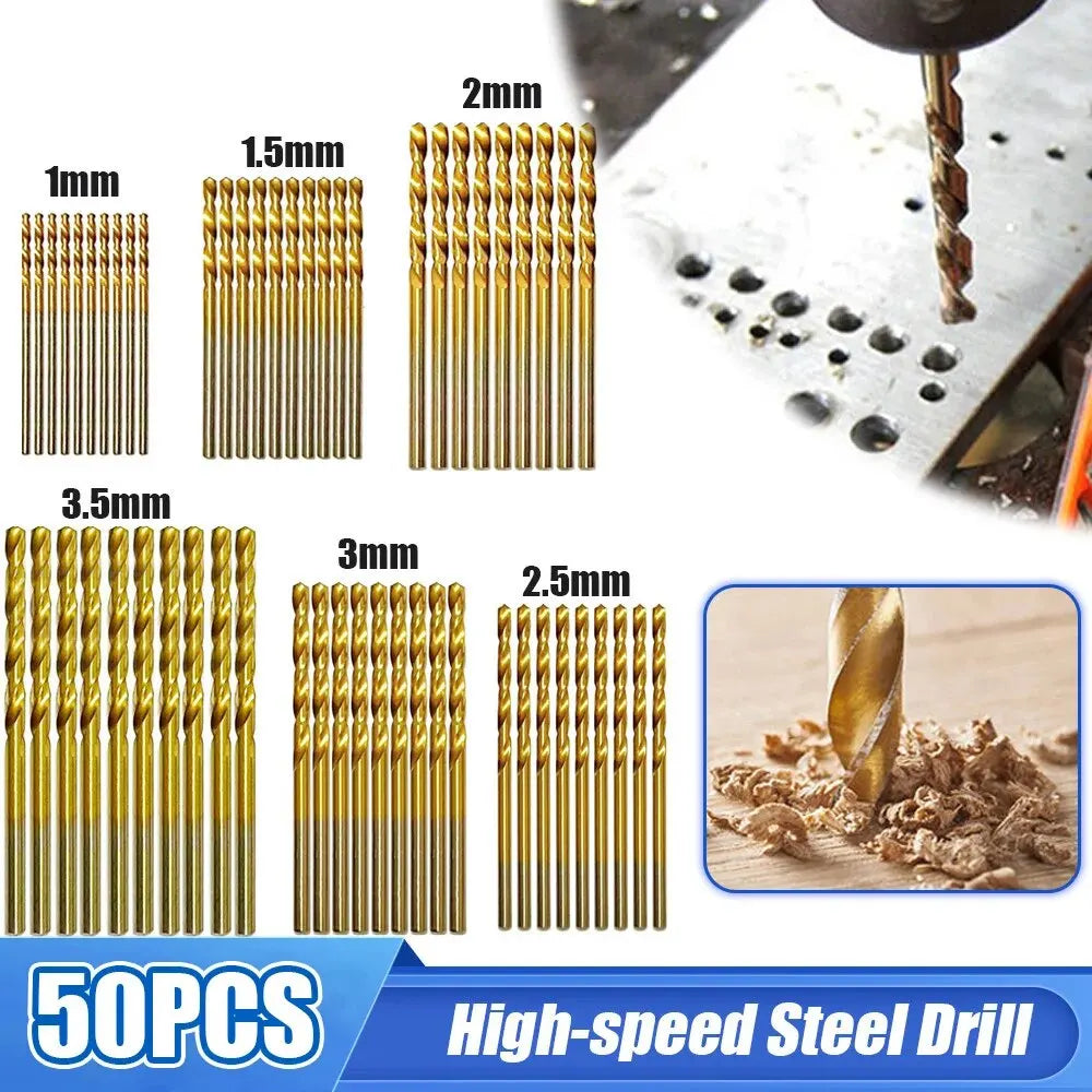 High Speed Steel Twist Drill Bits Set with Titanium Coating  ourlum.com   