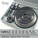 Woodworking Hole Saw Set Drill Bit Kit: Precision Tool for Various Boards & Metal  ourlum.com Gray 13PCS 19-127mm  