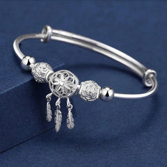 Dreamcatcher Charm Bracelet: Elegant Silver Cuff for Women's Special Occasions