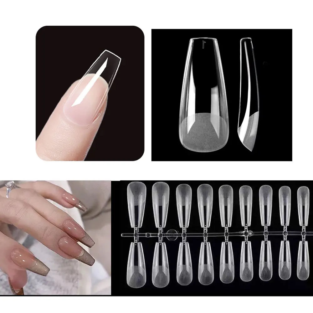 120pcs/Bag Press on Nails Coffin Nail Tips clear Full Cover Fake Nail Artificial Press on Long Ballerina  ourlum.com   