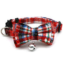 Christmas Cat Dog Collar with Bowknot Bell Plaid Snowflake Breakaway Necklace  ourlum.com Red white  