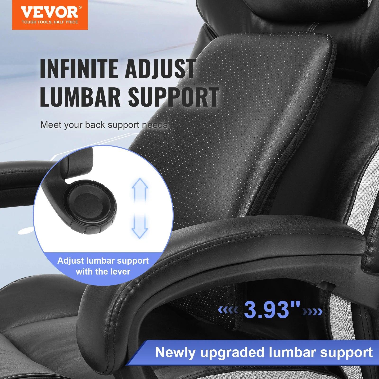 VEVOR Heavy Duty Executive Office Chair with Cutting-edge Adjustable Lumbar Support High Back PU Leather Ergonomic Office Chair