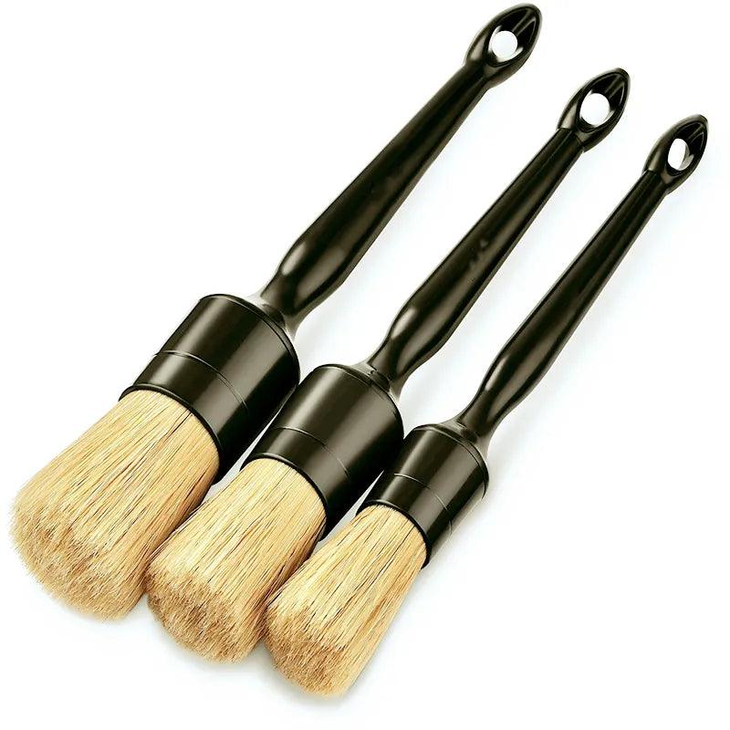 Car Detail Brush Set: Premium Boar Hair Bristle Brushes for Auto Cleaning  ourlum.com   