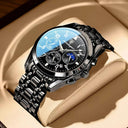 Steel Chronograph Watch: Elegant Timepiece with Luminous Hands