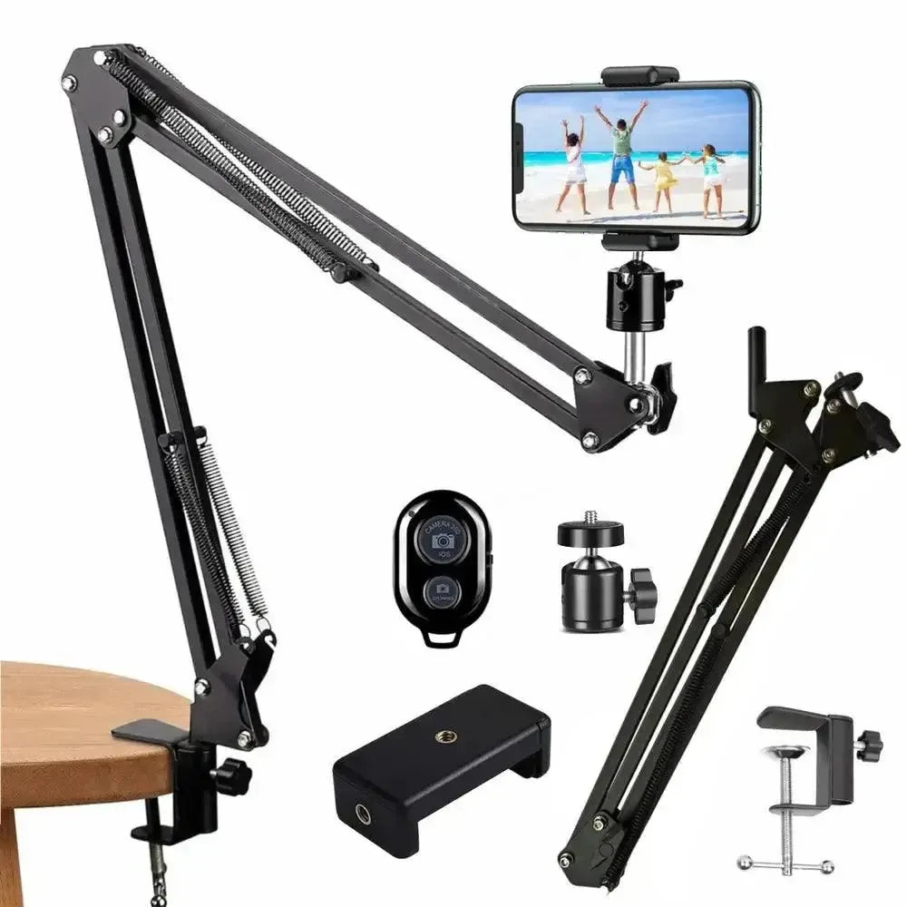 360-Degree Flexible Long Arm Phone Tripod Stand with Bluetooth Remote Control ourlum.com