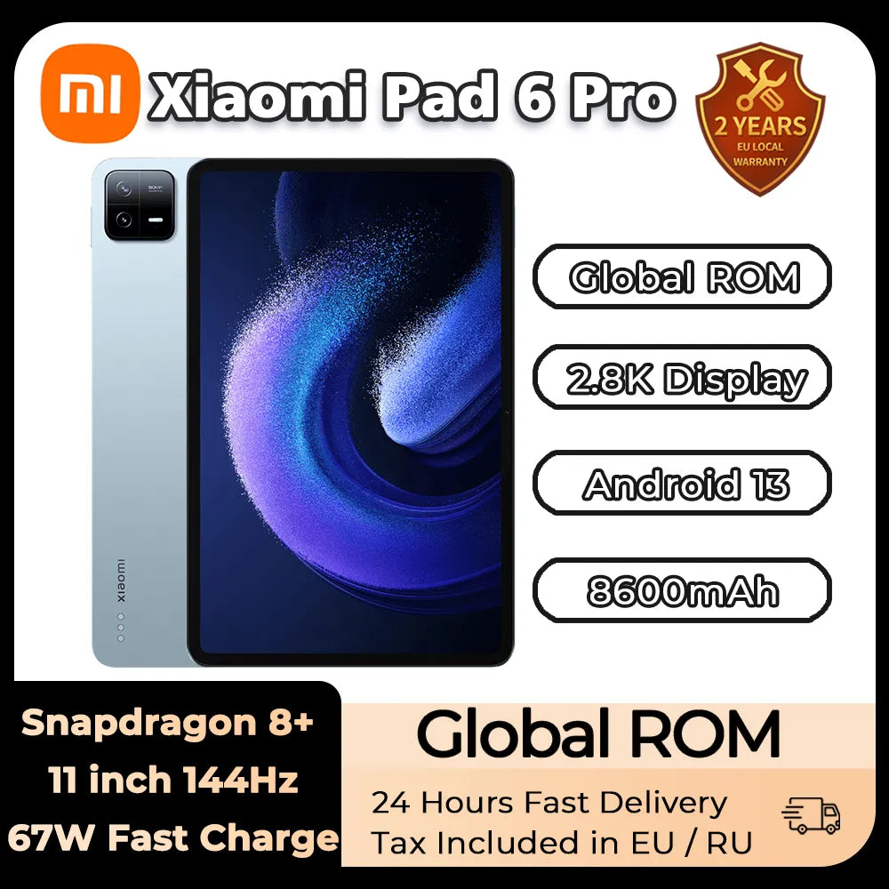 Xiaomi Mi Pad 6 PRO Global Rom Tablet Snapdragon 8+ 11 Inch 144Hz 2.8K Display 8600mAh 67W Fast Charger Android 13 MIUI 14 2023  ourlum.com   