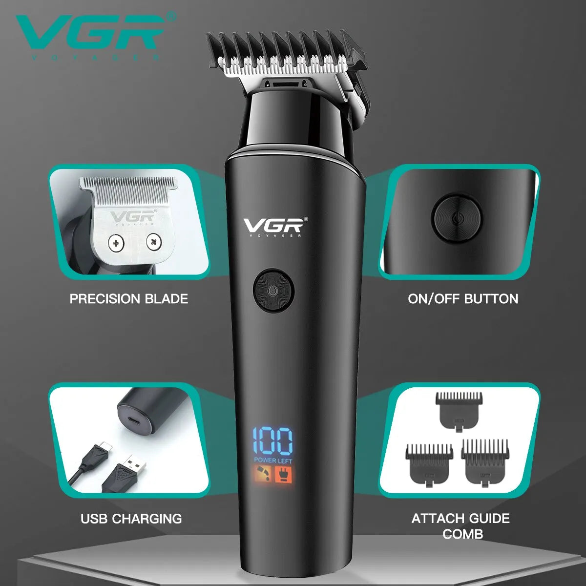 VGR Hair Trimmer: Professional Cordless Grooming Solution with LED Display  ourlum.com   