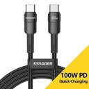 Essager 100W Type C USB C PD Fast Charging Cable for Macbook Samsung   ourlum.com 2m 100W Black 